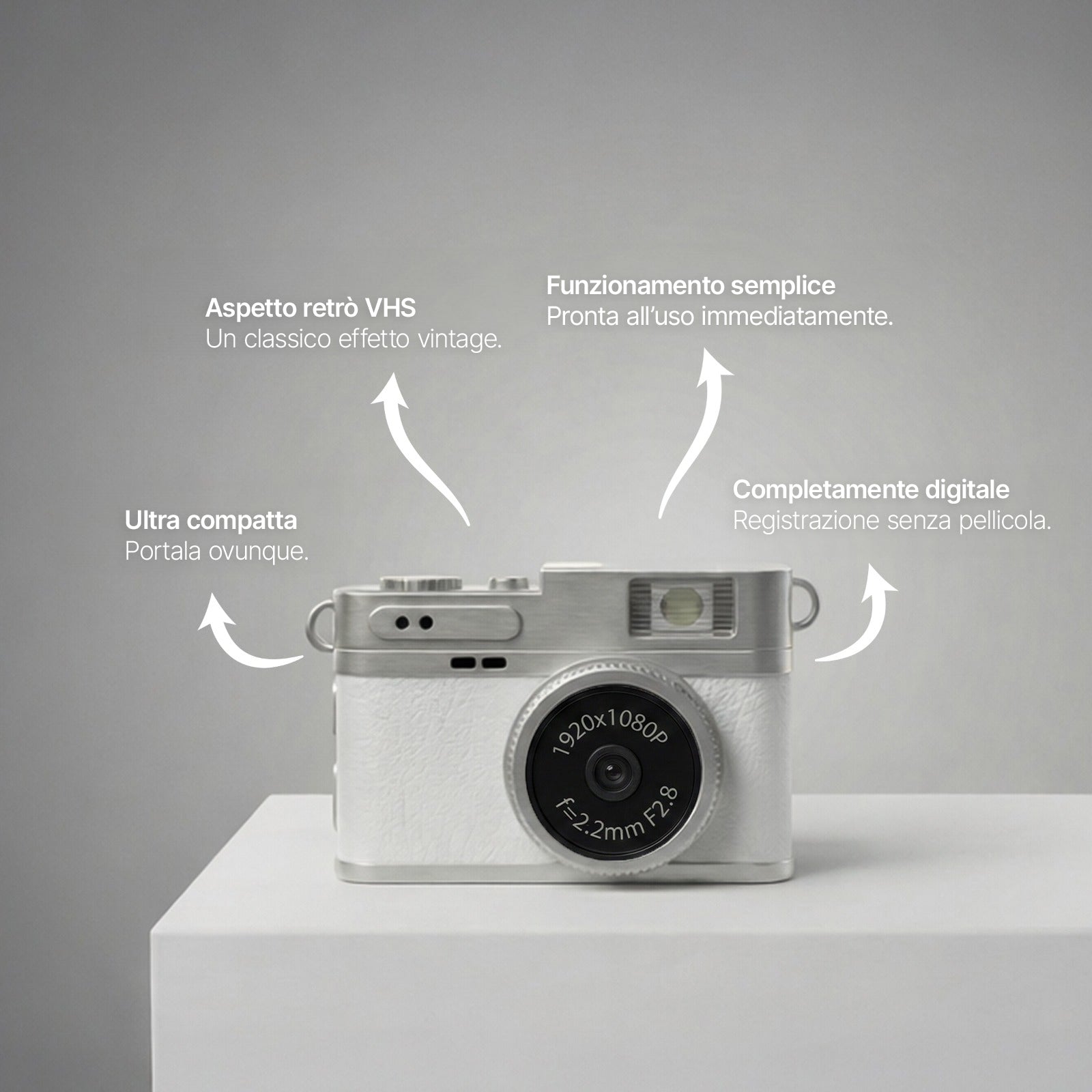 "Snow" Mini Necklace Camera - White