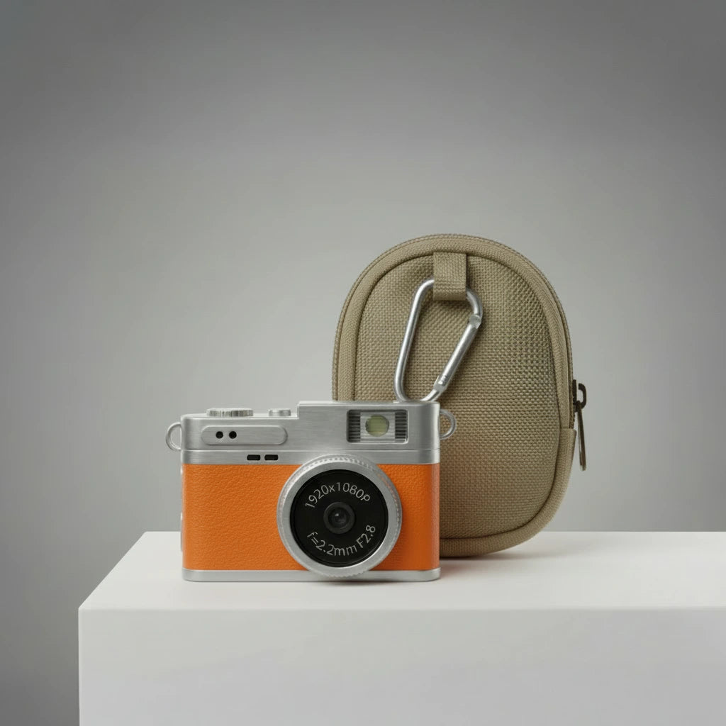 mini fotocamera naturecosmos Marrone "Sabbia" con zainetto