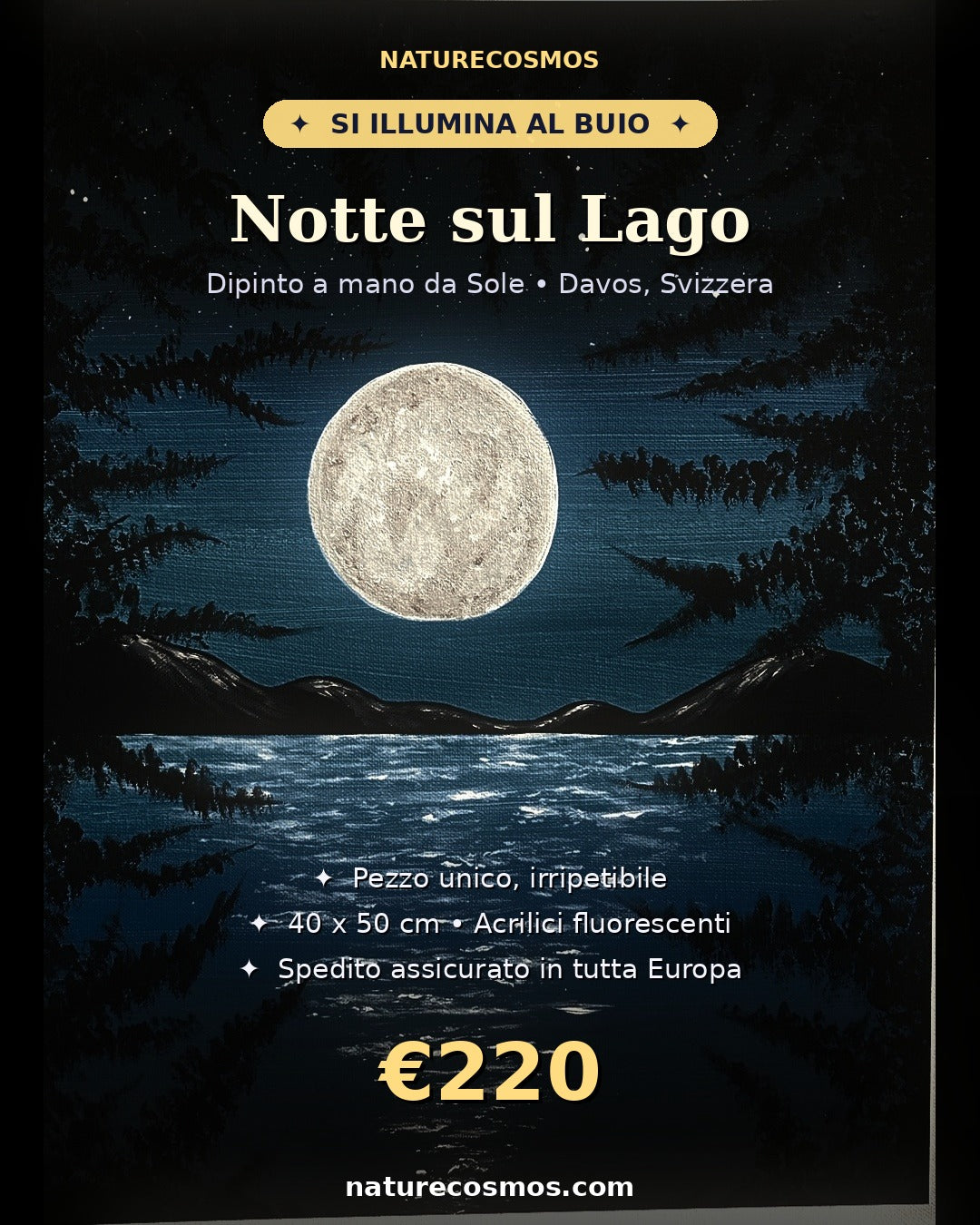 SEA MOONLIGHT | Handmade Drawing | Painted by Sole (Switzerland)